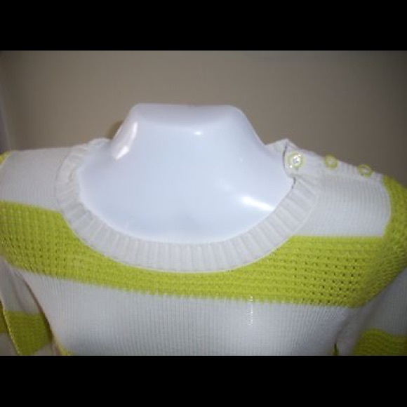 ROXY White & Yellow Striped Sweater, Sz Large - Picture 3 of 6